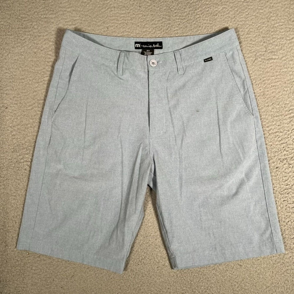 Travis Mathew Shorts‎ Mens 33 Blue Hybrid Golf Casual Preppy Performance Logo
